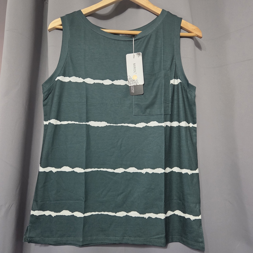Elegant Teal Sleeveless Top with Stripes